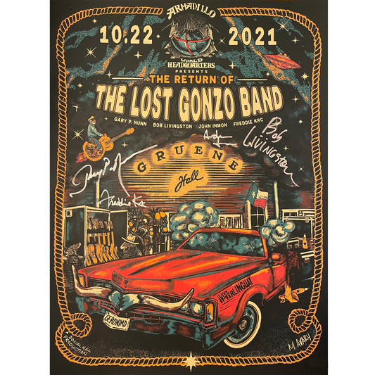 Limited Edition Screen Print Poster: "The Return of The Lost Gonzo Band" 10.22.21 | Gruene Hall